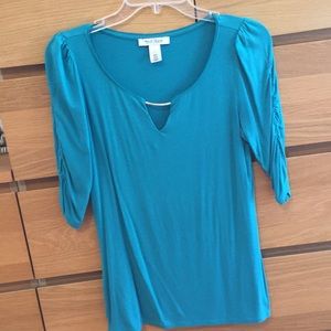WHBM teal blouse with tapered sleeves